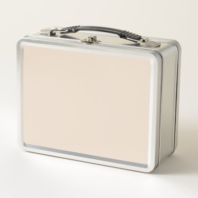 Almond solid colour metal lunch box (Front)