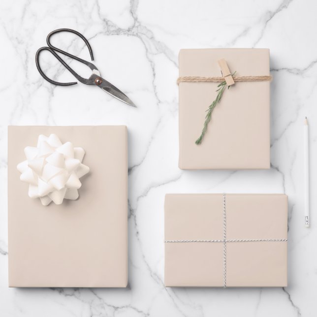 Almond solid colour wrapping paper sheet (Front)