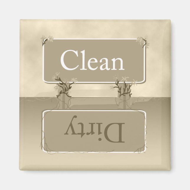 Almond Tan Dirty Clean Dishwasher Magnet (Front)