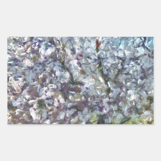Almond Tree Blossom Dotted Art Style Painting Rectangular Sticker