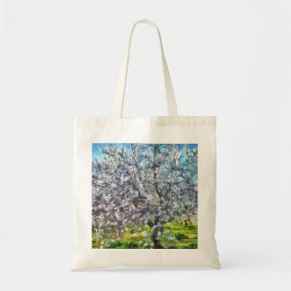 Almond Tree Blossom Dotted Art Style Painting Tote Bag