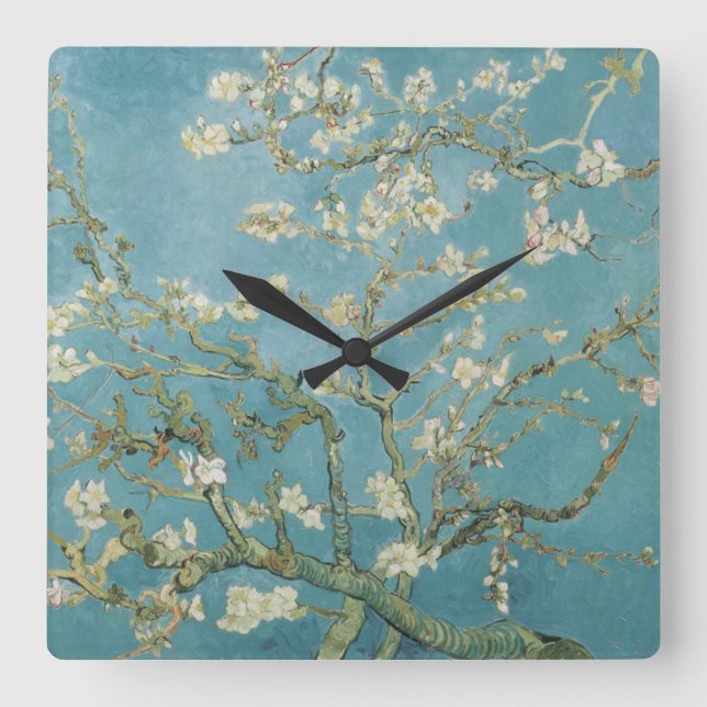 Almond tree in blossom by Vincent Van Gogh Square Wall Clock (Front)
