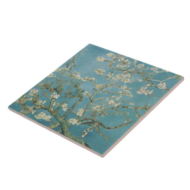 Almond tree in blossom by Vincent Van Gogh Tile (Side)
