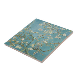 Almond tree in blossom by Vincent Van Gogh Tile