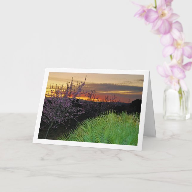Almond Trees at Night Portrait Card (Orchid)