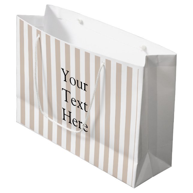 Almond & White Stripes  Large Gift Bag (Front Angled)