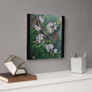 Almonds on an Autumn Branch Painting by Alfred Fox Square Wall Clock