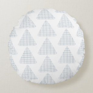 Almost A Tartan Triangle Blue Round Pillow