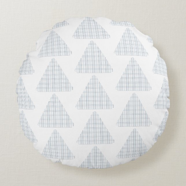 Almost A Tartan Triangle Blue Round Pillow (Front)
