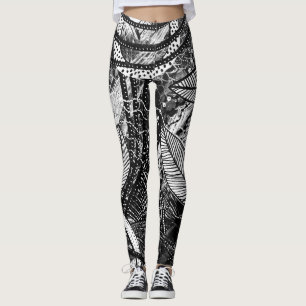 Almost Everywhere 1 Black White Layered Art Leggings