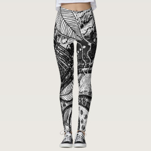 Almost Everywhere 5 Black White Layered Art Leggings
