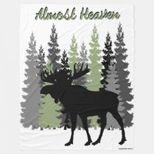 Almost Heaven Rustic Moose Fleece Blanket