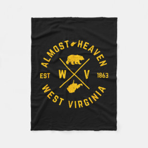 Almost heaven west virginia wv bear and state map fleece blanket