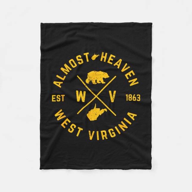 Almost heaven west virginia wv bear and state map fleece blanket (Front)