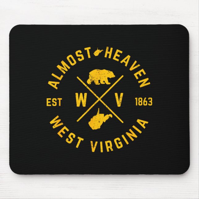 Almost heaven west virginia wv bear and state map mouse mat (Front)