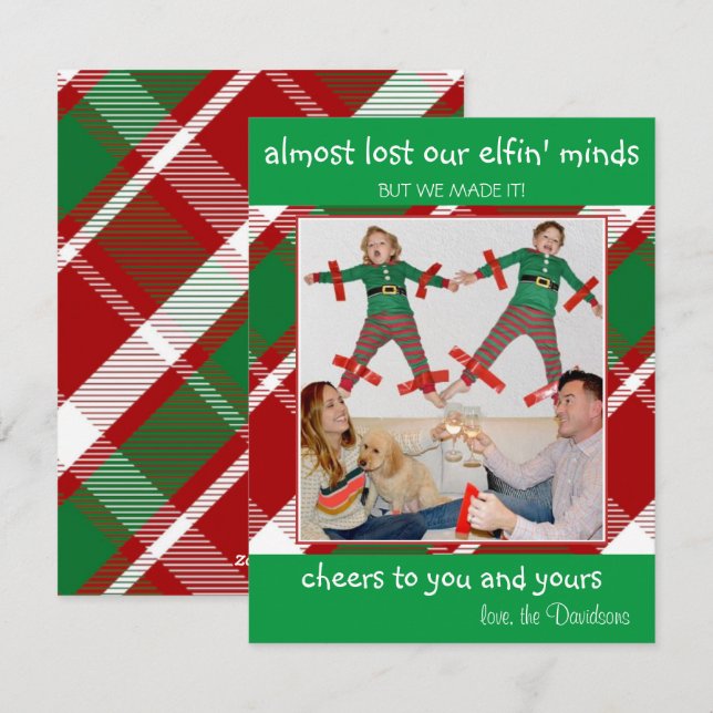"Almost Lost Elfin' Minds" Funny Christmas Card (Front/Back)