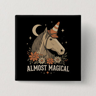 Almost Magical Funny Horse Unicorn 15 Cm Square Badge