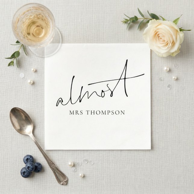 Almost Mrs Name Bridal Shower Napkin (Creator Uploaded)