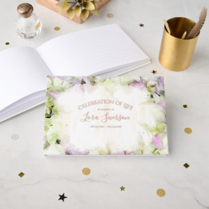 Almost Pink Hydrangea Flower Celebration of Life Guest Book
