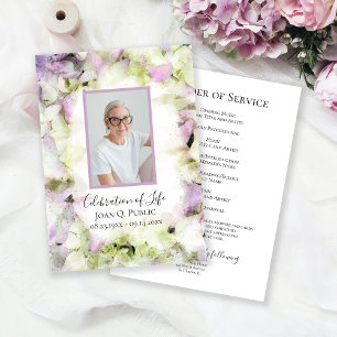 Almost Pink Hydrangea Flowers Funeral Service Programme