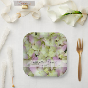 Almost Pink Hydrangea Flowers Wedding Paper Plate
