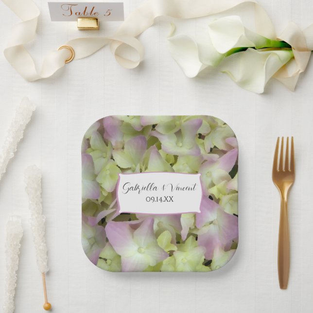 Almost Pink Hydrangea Flowers Wedding Paper Plate (Wedding)