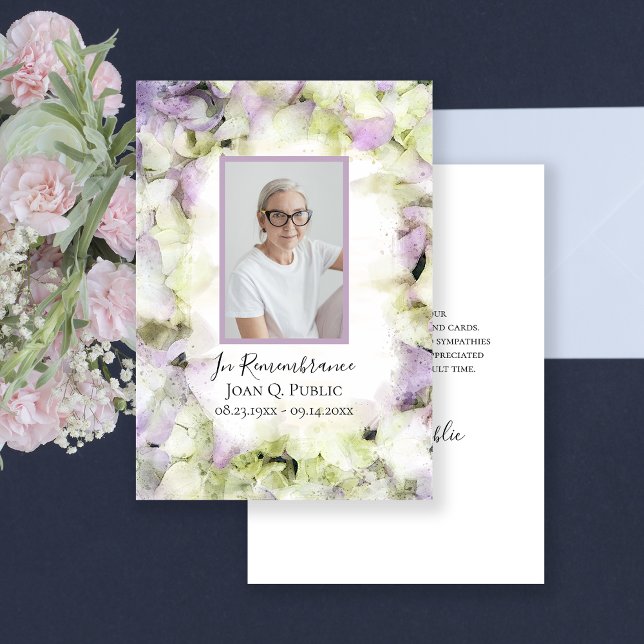 Almost Pink Hydrangea Watercolor Funeral Sympathy Thank You Card (Creator Uploaded)