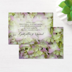 Almost Pink Hydrangea Wedding Charity Favour Card