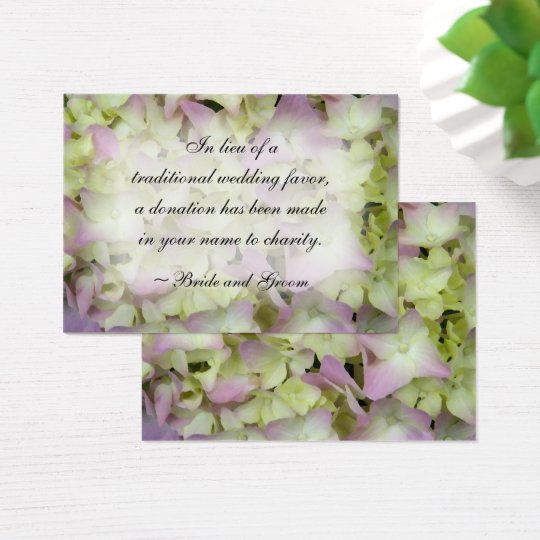 Almost Pink Hydrangea Wedding Charity Favour Card
