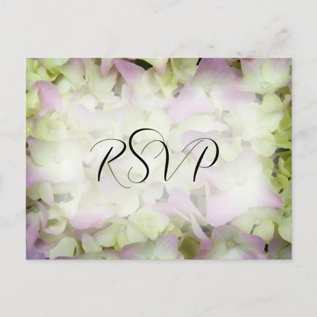 Almost Pink Hydrangea Wedding RSVP Response Invitation Postcard (Front)