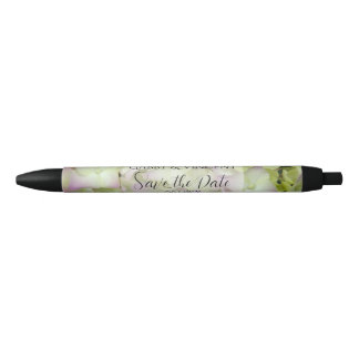 Almost Pink Hydrangea Wedding Save the Date Black Ink Pen