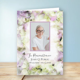Almost Pink Hydrangeas Funeral Service Folded Programme