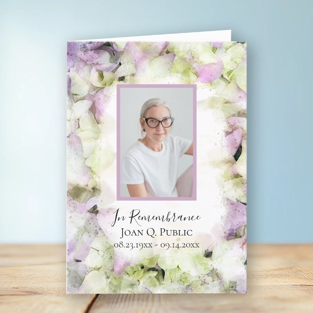 Almost Pink Hydrangeas Funeral Service Folded Programme (Creator Uploaded)