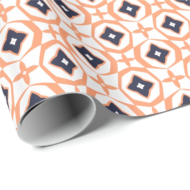 Almost Shippo Orange and Navy Wrapping Paper (Roll Corner)
