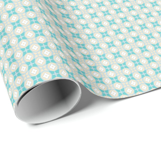 Almost Shippo Teal and Cream Wrapping Paper (Roll Corner)