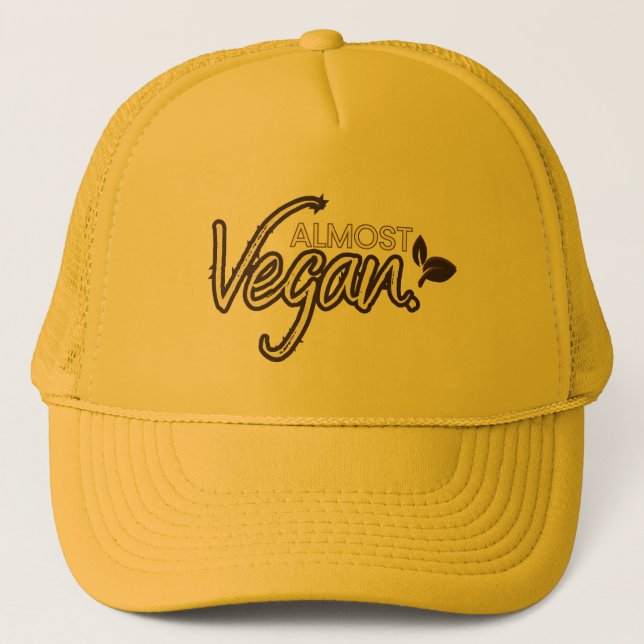 Almost Vegan Long Sleeve Trucker Hat (Front)