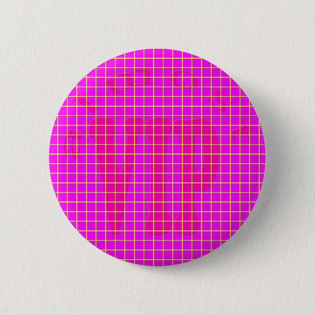 almost vip, grid yellow 6 cm round badge (Front)