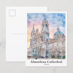 Almudena Cathedral Madrid Spain Travel Watercolor Postcard