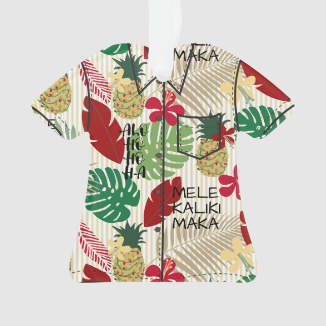 ALO-HO-HO-HA Hawaiian Tropical Holiday Aloha Shirt Ornament (Front)