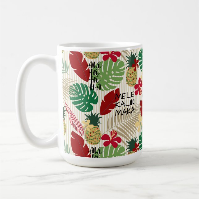 ALO-HO-HO-HA Hawaiian Tropical Holiday Coffee Mug (Left)