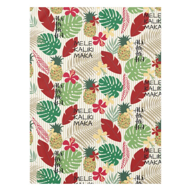 ALO-HO-HO-HA Hawaiian Tropical Holiday  Tablecloth (Front)