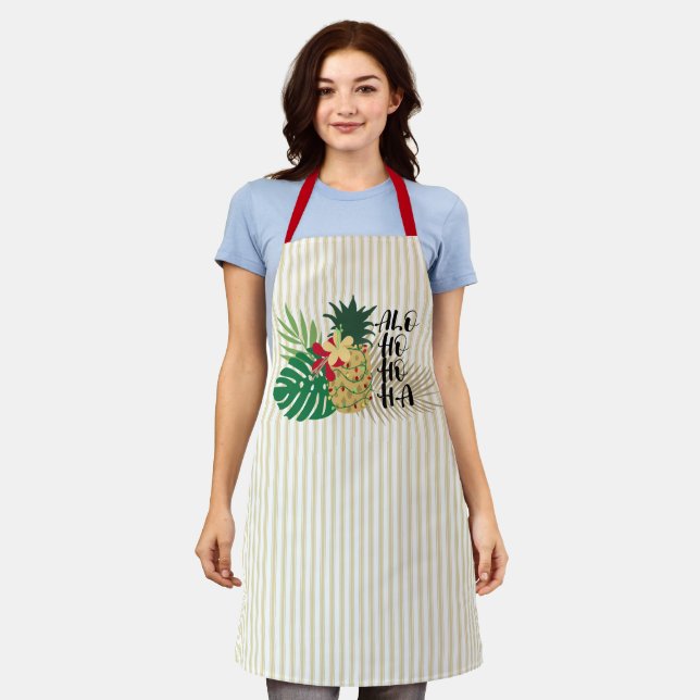 ALO-HO-HO-HA Hawaiian Tropical Pineapple Apron (Worn)