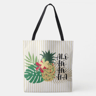 ALO-HO-HO-HA Hawaiian Tropical Pineapple Beach Bag