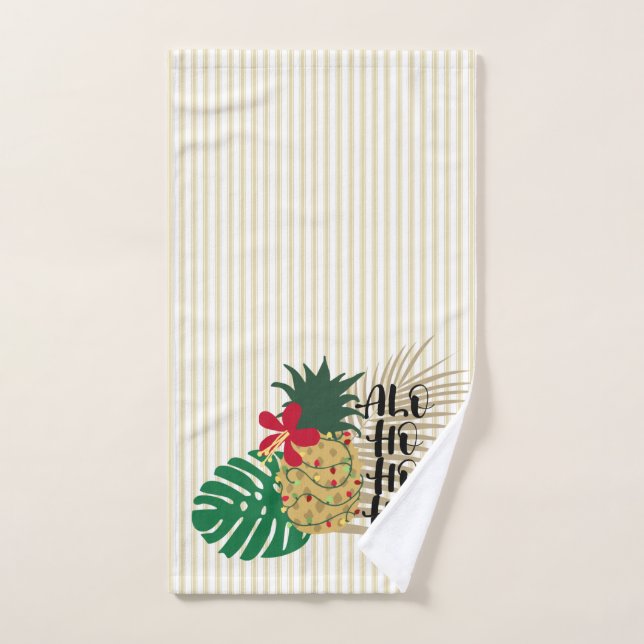 ALO-HO-HO-HA Hawaiian Tropical Pineapple Hand Towel (Hand Towel)