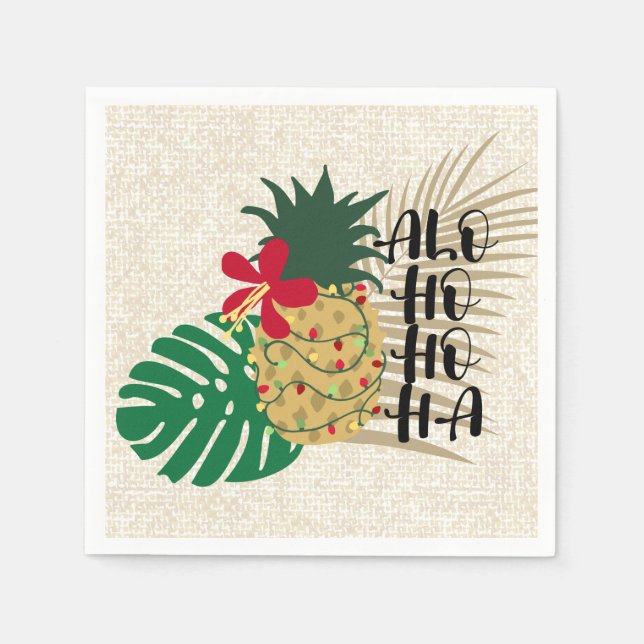 ALO-HO-HO-HA Hawaiian Tropical Pineapple Napkin (Front)