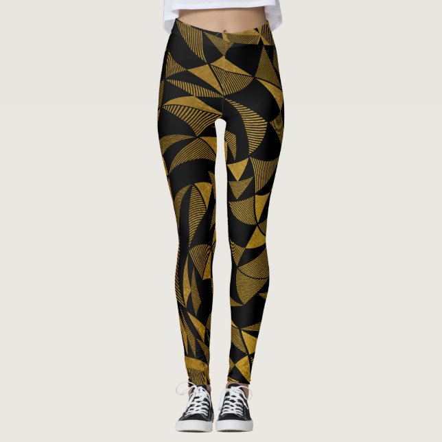 ALOCADO PATRON DE FIGURAS COLOR ORO LEGGINGS (Front)