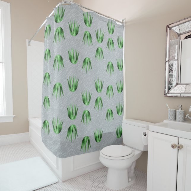 Aloe, Aloe pattern, succulent pattern, cactus Shower Curtain (In Situ)
