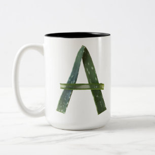 Aloe - Botanical Monogram Green Capital letter A  Two-Tone Coffee Mug