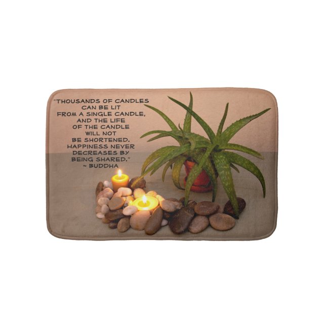 Aloe Candles and River Rocks Happiness Quote Bath Mat (Front)