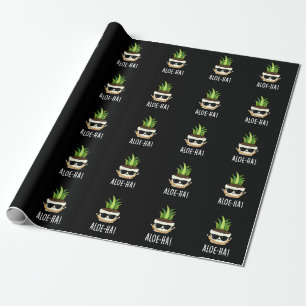 Aloe-ha Funny Hawaiian Plant Pun Dark BG Wrapping Paper